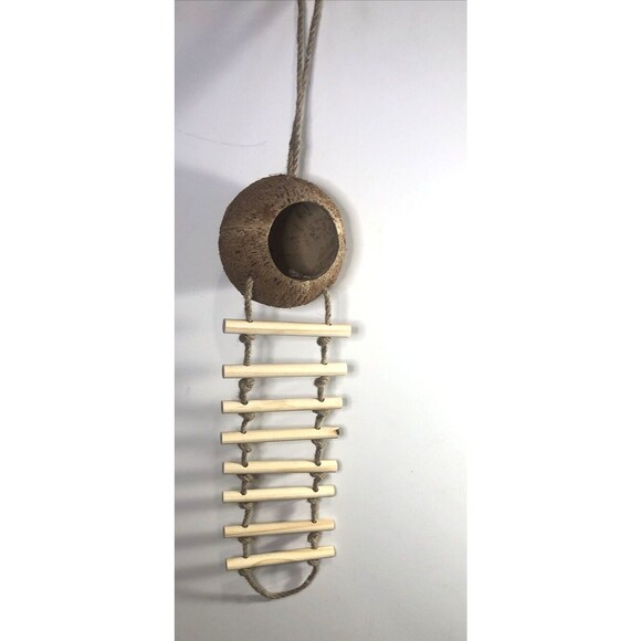 Small Critter Coconut Shell nesting area w/Ladder for Bird , Reptile -24"  NEW - Picture 1 of 3